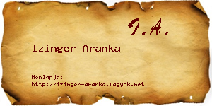 Izinger Aranka névjegykártya